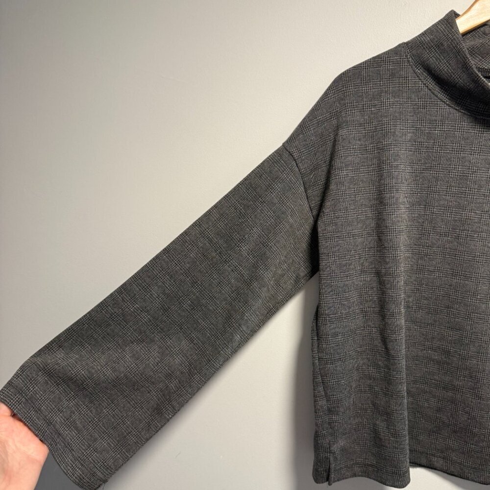 Madewell Grey Glen Plaid Mock Neck Top Med - Picture 6 of 8